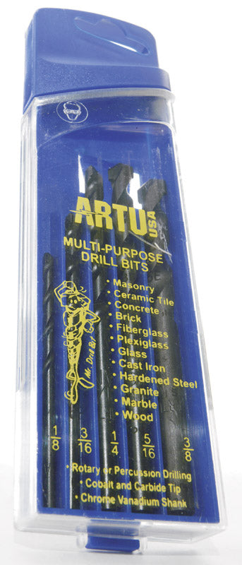 ARTU USA INC, ARTU Tungsten Carbide Tipped Drill Bit Set Round Shank 5 pc