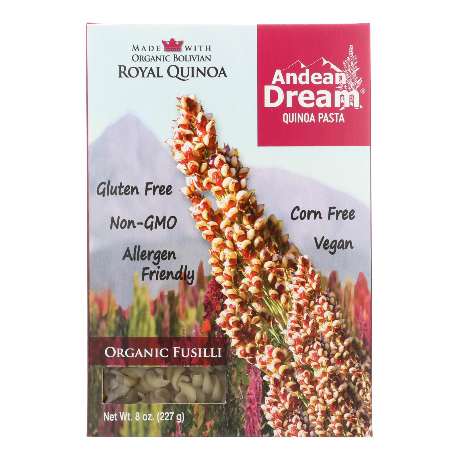 Andean Dream, Andean Dream Gluten Free Organic Fusilli Quinoa Pasta - Case of 12 - 8 oz. (Pack of 12)