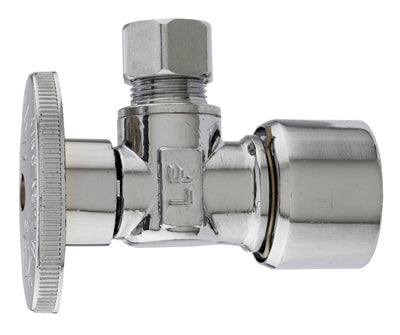 Plumb Shop Div Brasscraft, Angle Supply Stop Push Fit Valve, Chrome, 5/8-In. O.D. Quick Lock x 3/8-In. O.D. Compression