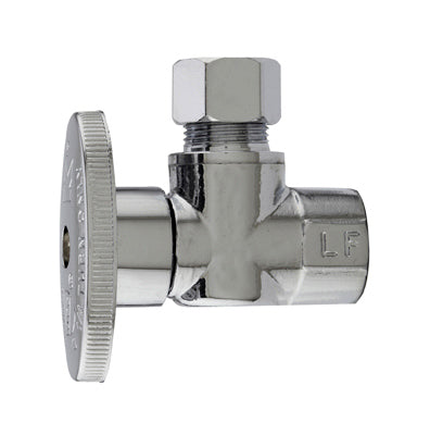 Plumb Shop Div Brasscraft, Angle Supply Stop Valve, 1/4 Turn, Chrome, 3/8-In. Female Iron Pipe x 3/8-In. O.D. Compression
