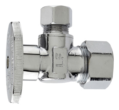 Plumb Shop Div Brasscraft, Angle Supply Stop Valve, Chrome. 5/8-In. O.D. Compression x 3/8-In. O.D. Compression