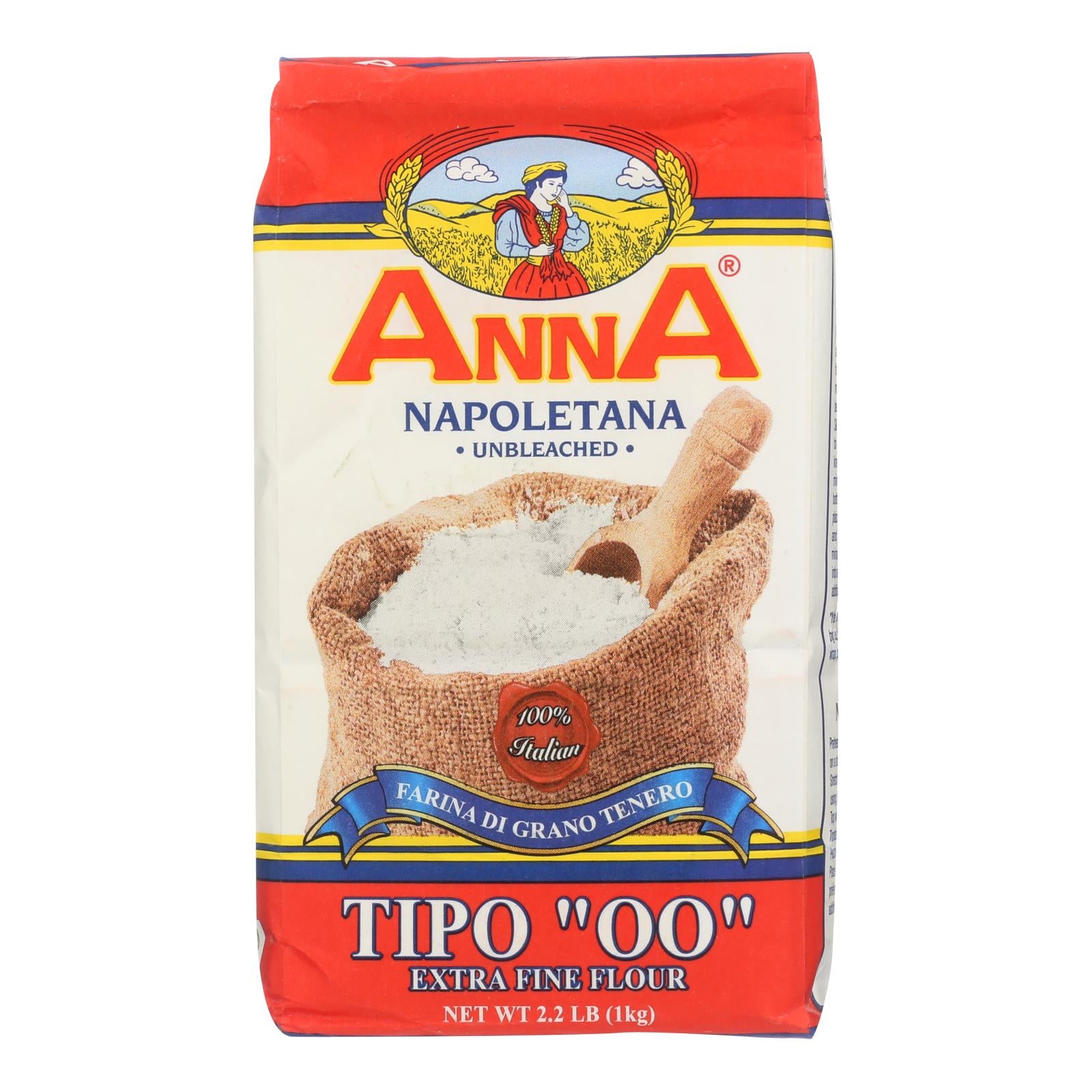 Anna, Anna Extra Fine Flour - Anna 00 Flour - Case of 10 - 2.2 Lb (Pack of 10)