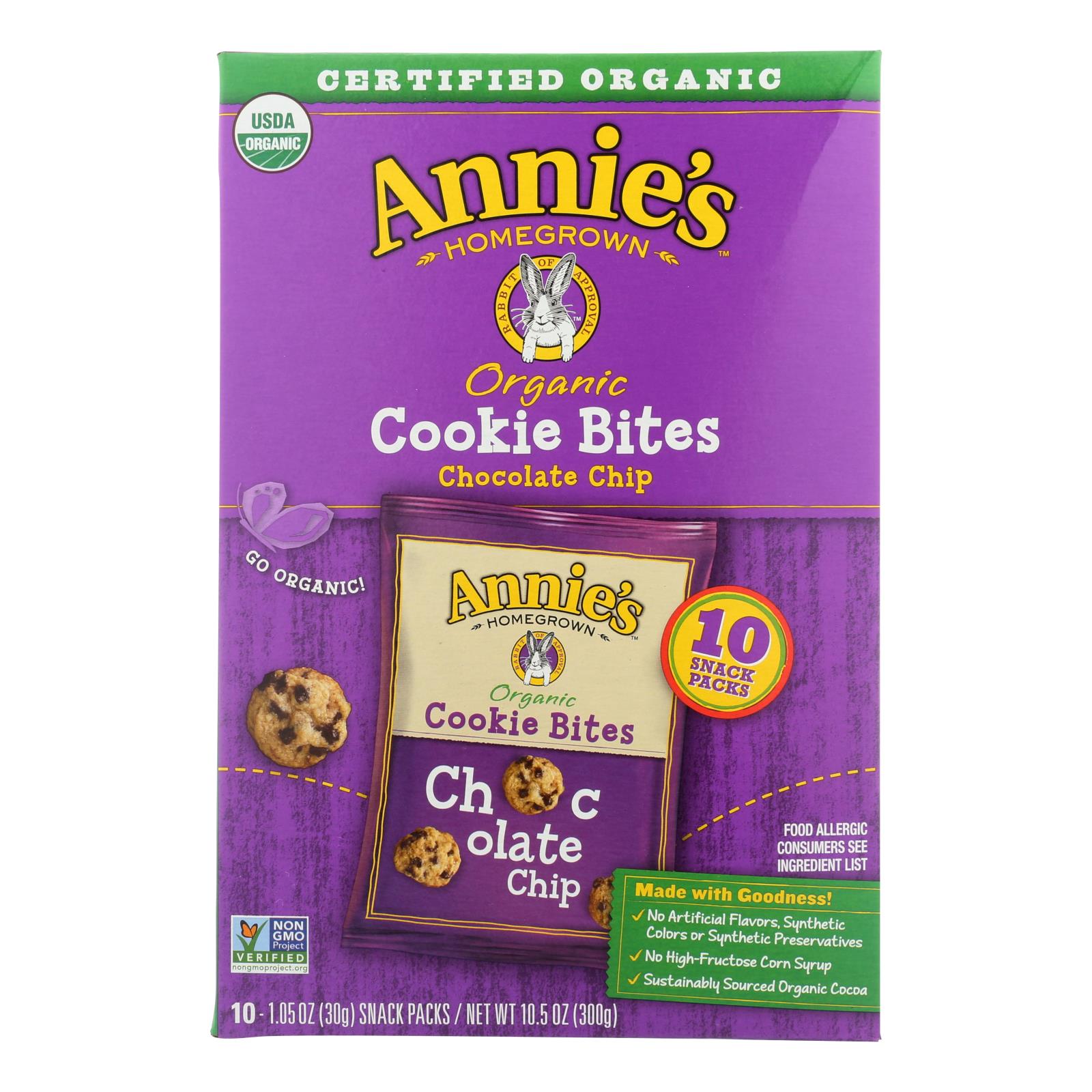 Annie'S Homegrown, Annie'S Homegrown Cookie Bites Chocolate Chip 10- 1.05 - Case Of 6 - 10 Ct (Pack of 6)