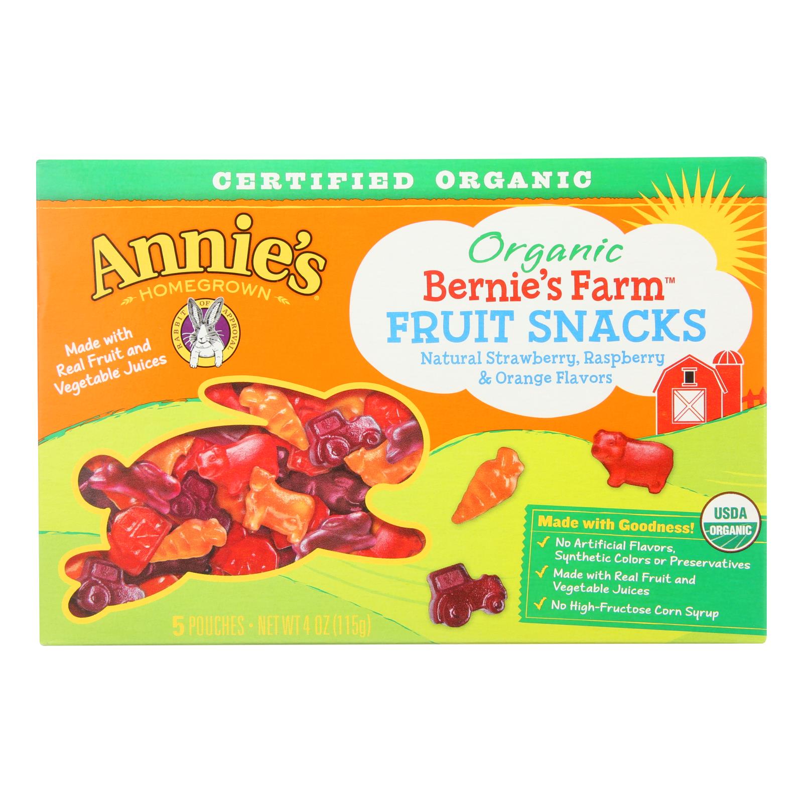 Annie'S Homegrown, Annie'S Homegrown Fruit Snack Multipack Bernie'S Farm Fruit - Case Of 10 - 4 Oz (Pack of 10)