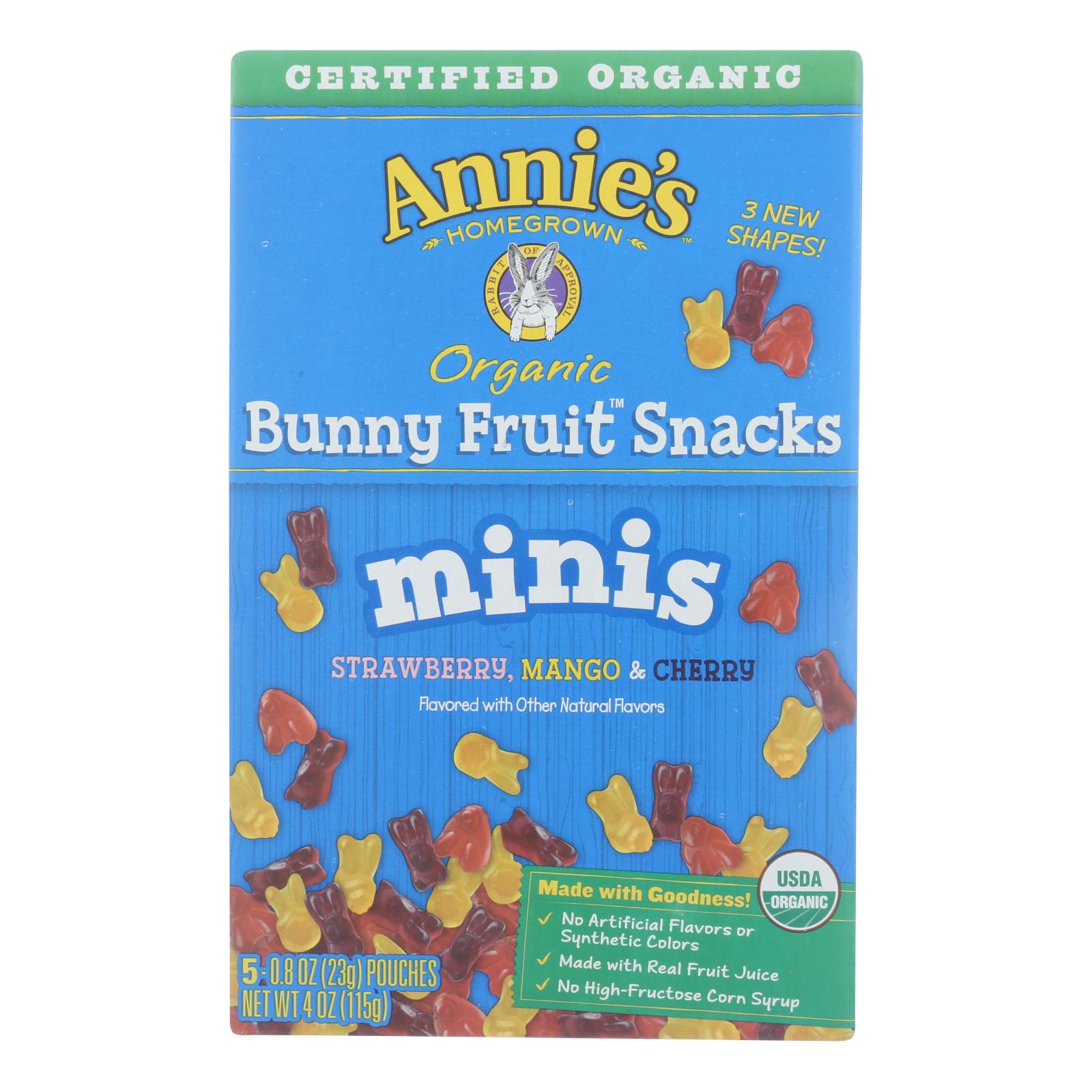Annie'S Homegrown, Annies Homegrown Annie's Organic Mini Bunny Fruit Snacks 5 Count - Case of 10 - 4 OZ (Pack of 10)