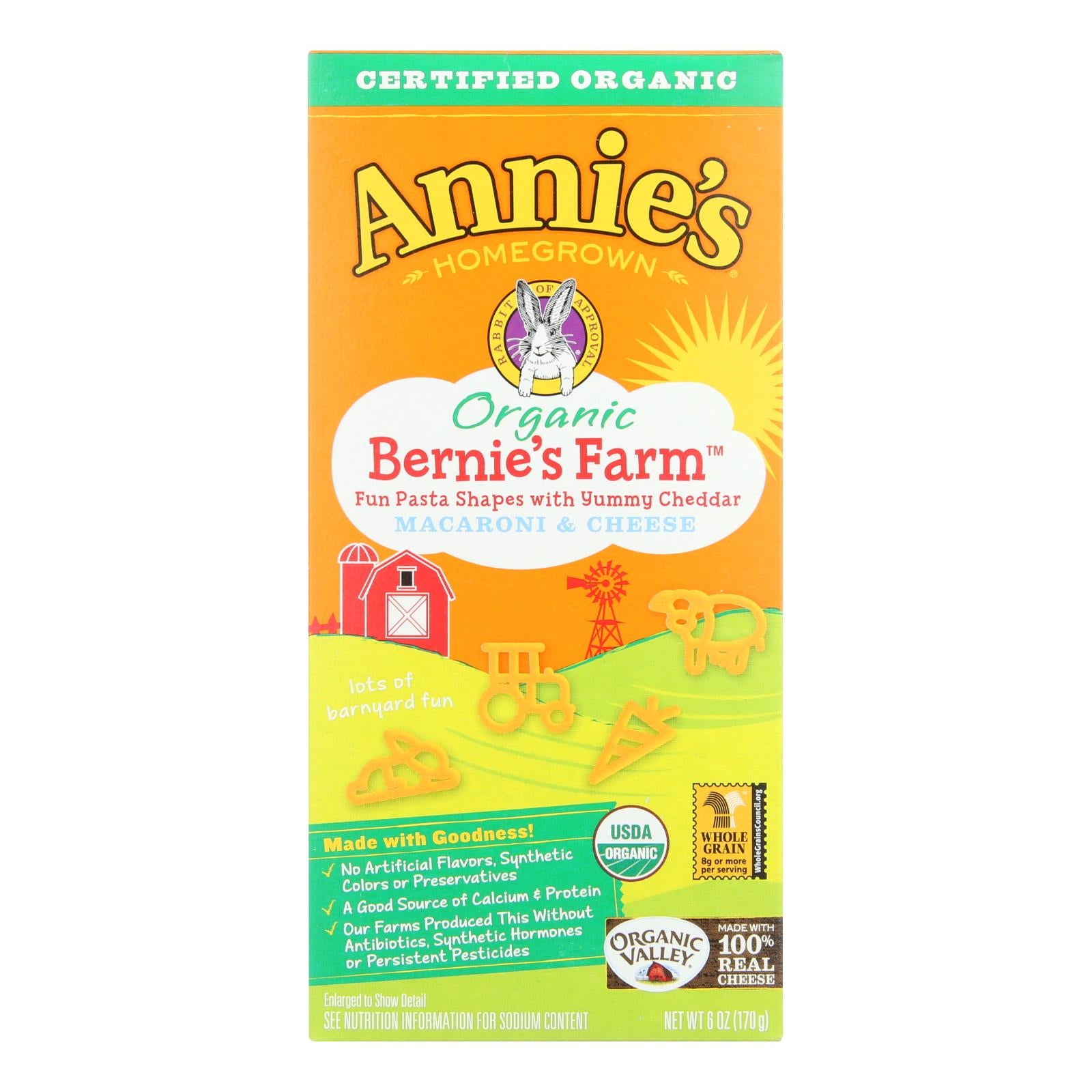 Annie'S Homegrown, Annie's Homegrown Bernie's Farm Macaroni and Cheese Shapes - Case of 12 - 6 oz. (Pack of 12)