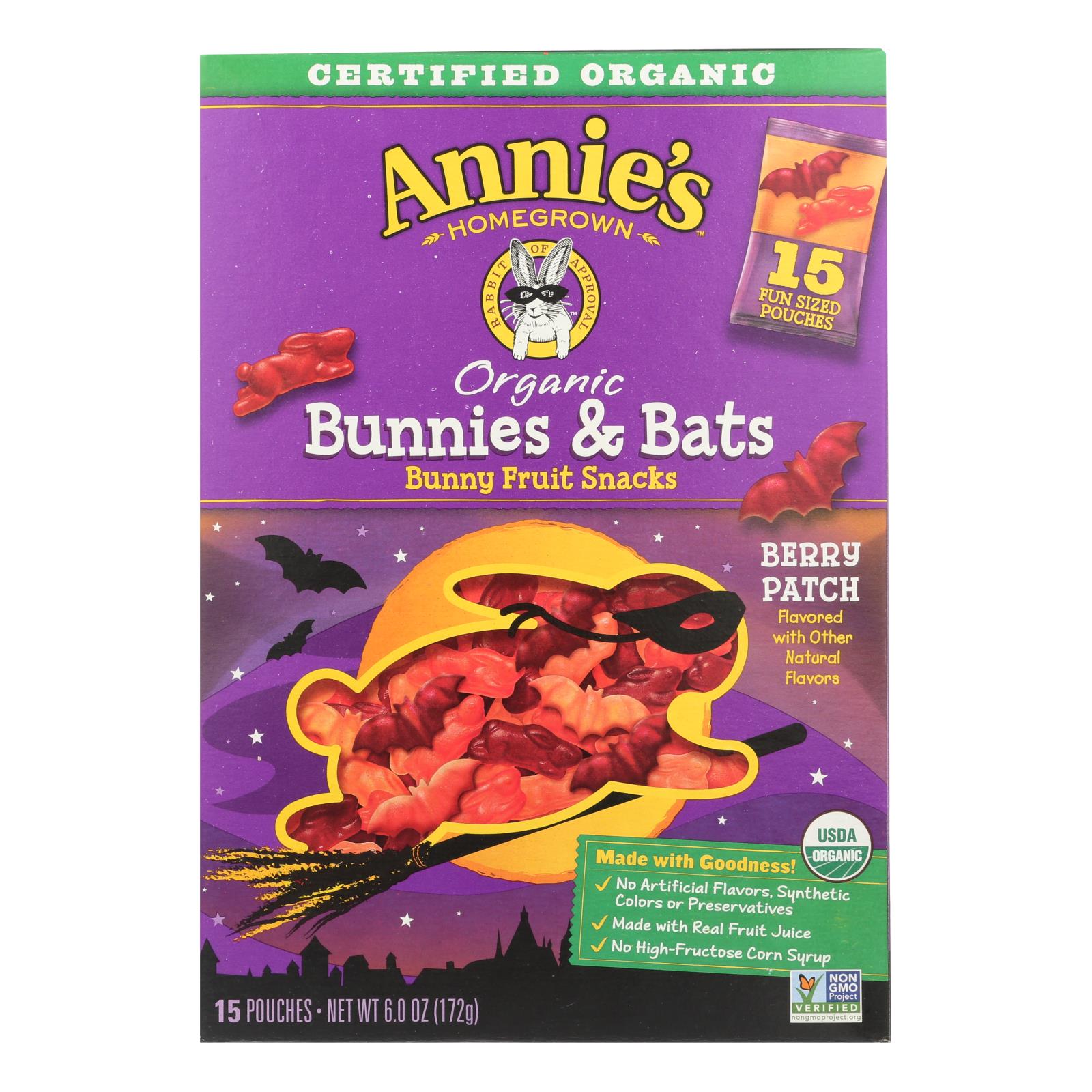 Annie'S Homegrown, Annie's Homegrown - Bunny Fruit Snacks - Bunnies and Bats - Case of 12 - 6 oz. (Pack of 12)