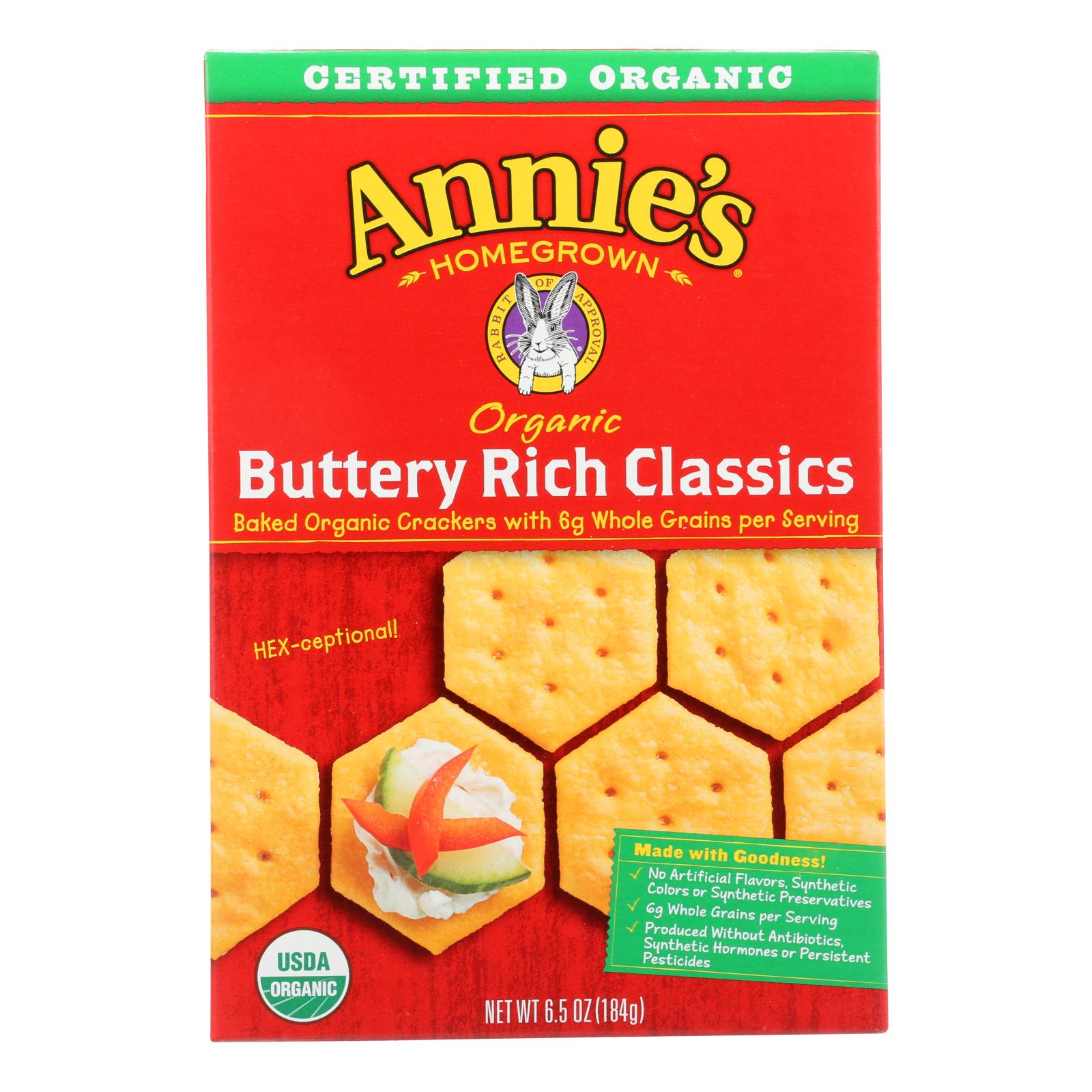 Annie'S Homegrown, Annies Homegrown Crackers - Organic - Buttery Rich Classic - 6.5 oz - case of 12 (Pack of 12)
