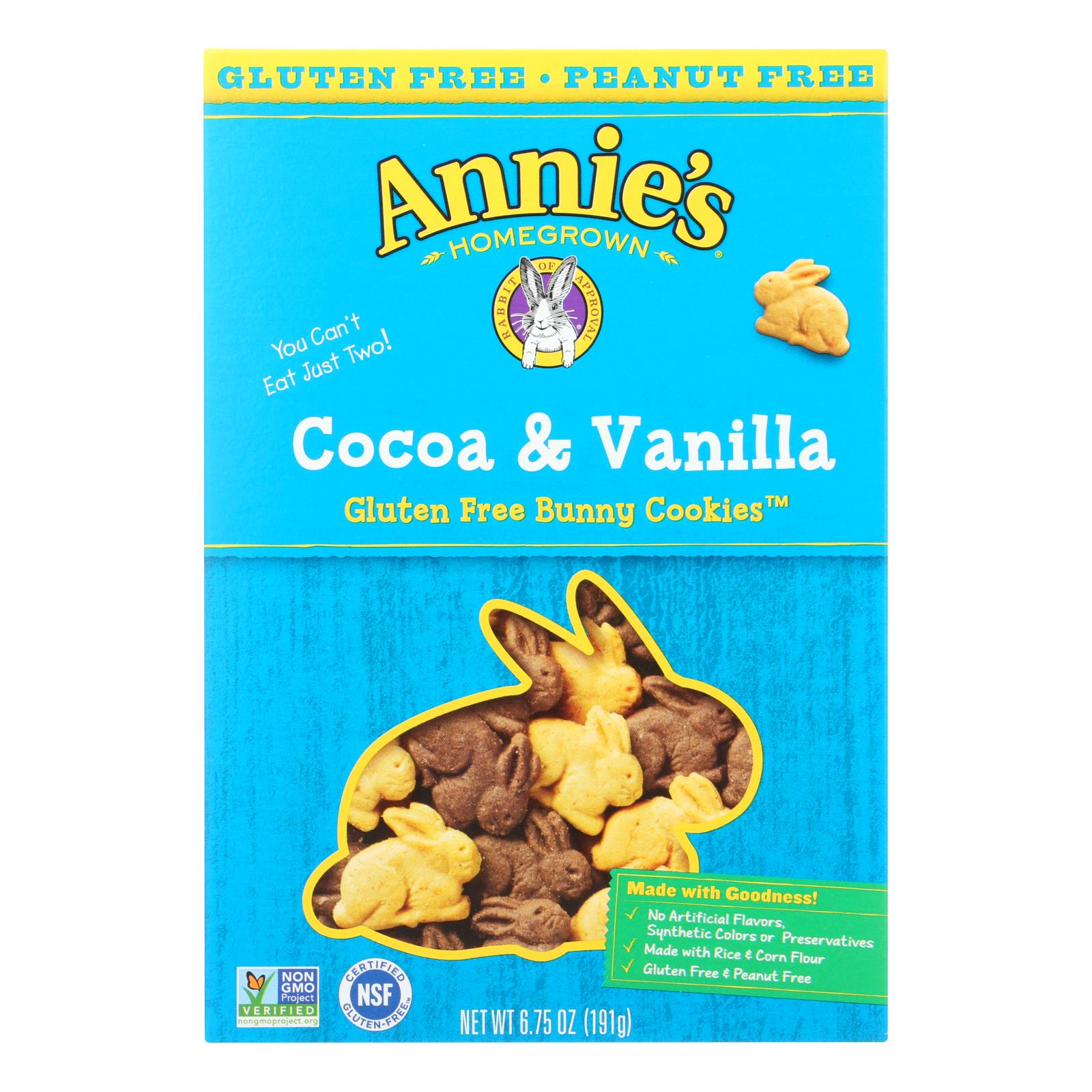 Annie'S Homegrown, Annie's Homegrown Gluten Free Cocoa and Vanilla Bunny Cookies - Case of 12 - 6.75 oz. (Pack of 12)