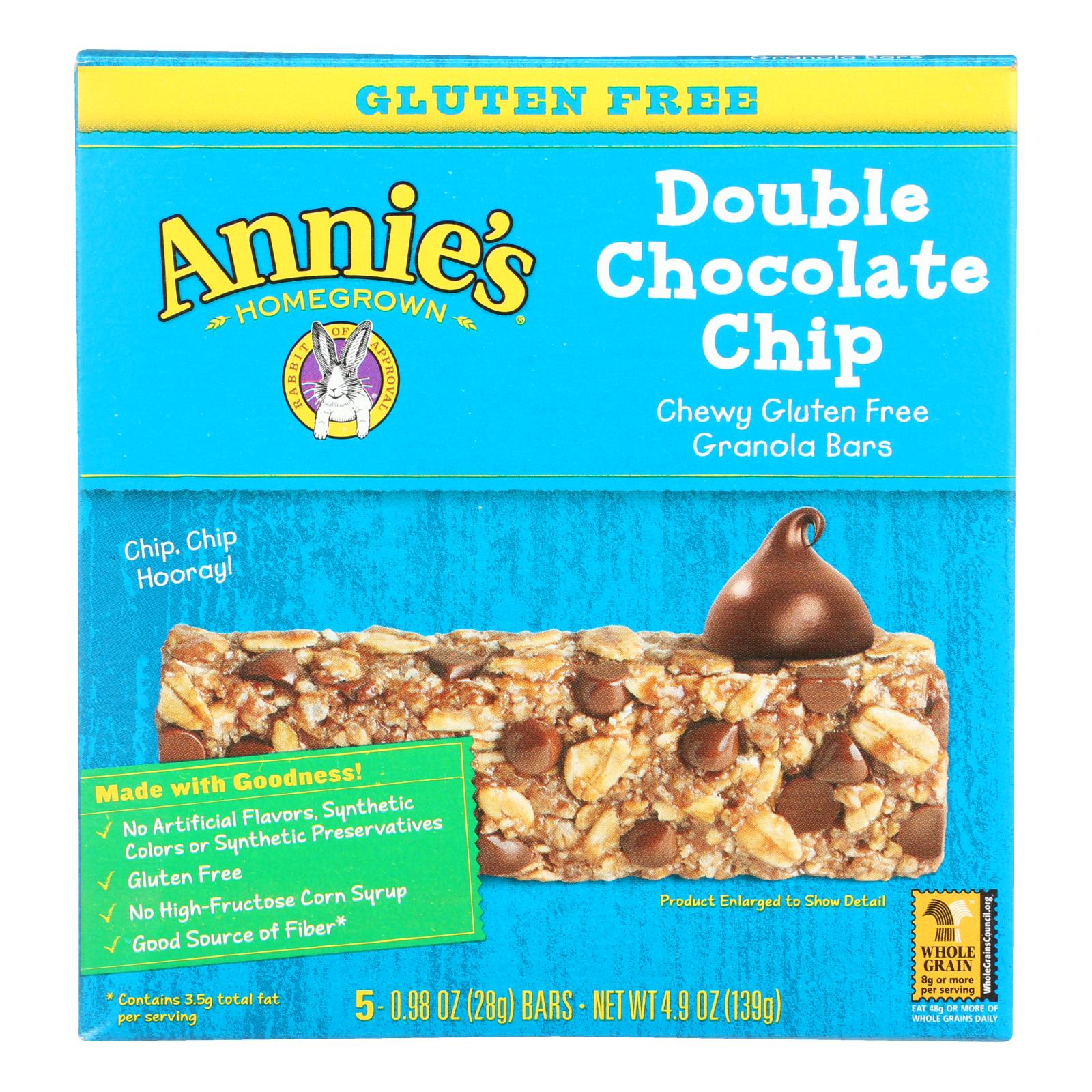 Annie'S Homegrown, Annie's Homegrown Gluten Free Granola Bars Double Chocolate Chip - Case of 12 - 4.9 oz. (Pack of 12)