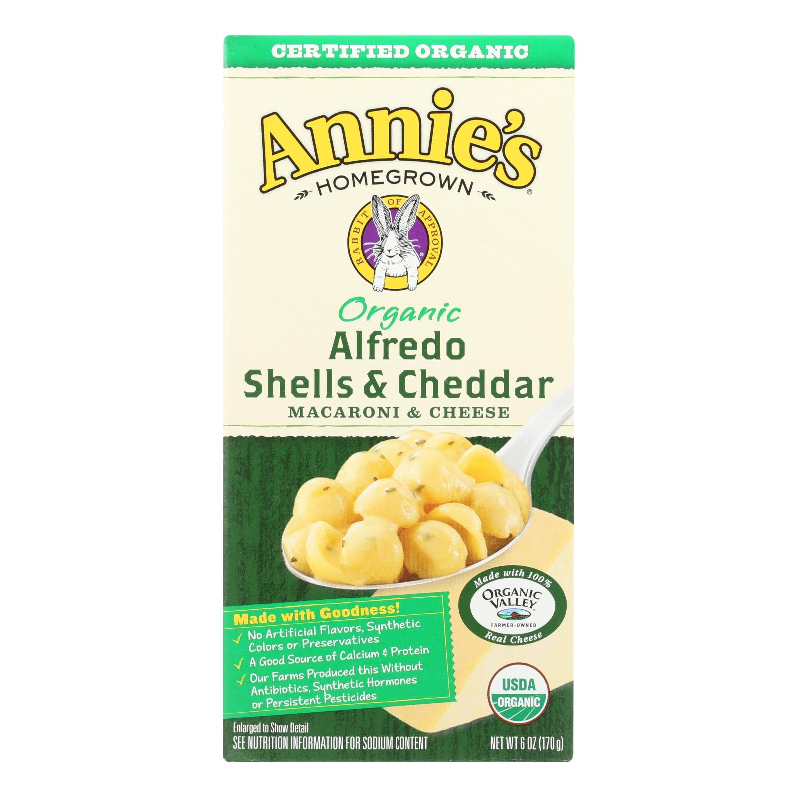 Annie'S Homegrown, Annies Homegrown Macaroni and Cheese - Organic - Alfredo Shells and Cheddar - 6 oz - case of 12 (Pack of 12)