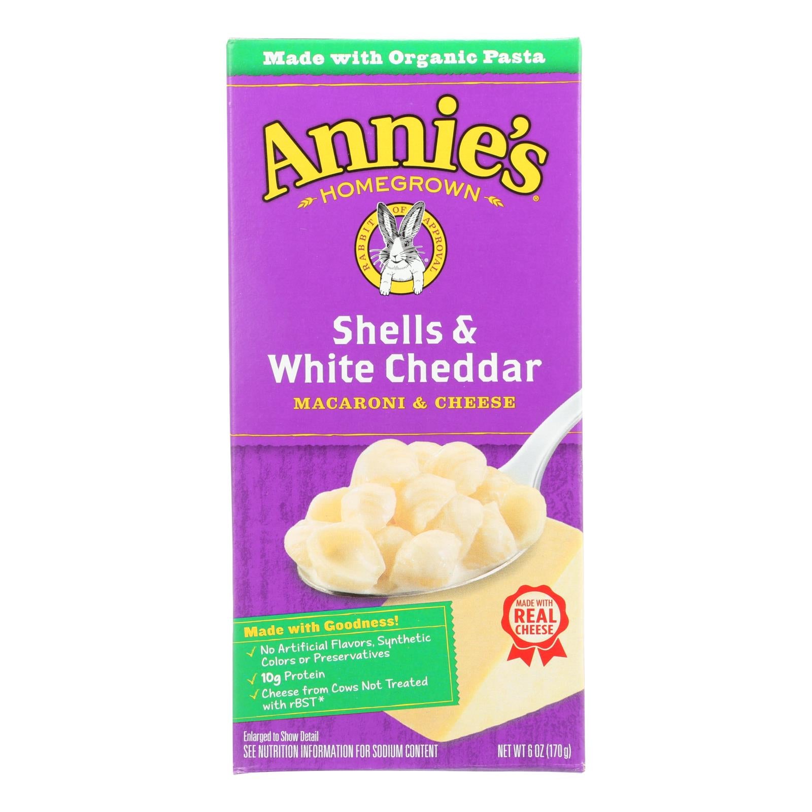 Annie'S Homegrown, Annies Homegrown Macaroni and Cheese - Shells and White Cheddar - 6 oz - case of 12 (Pack of 12)