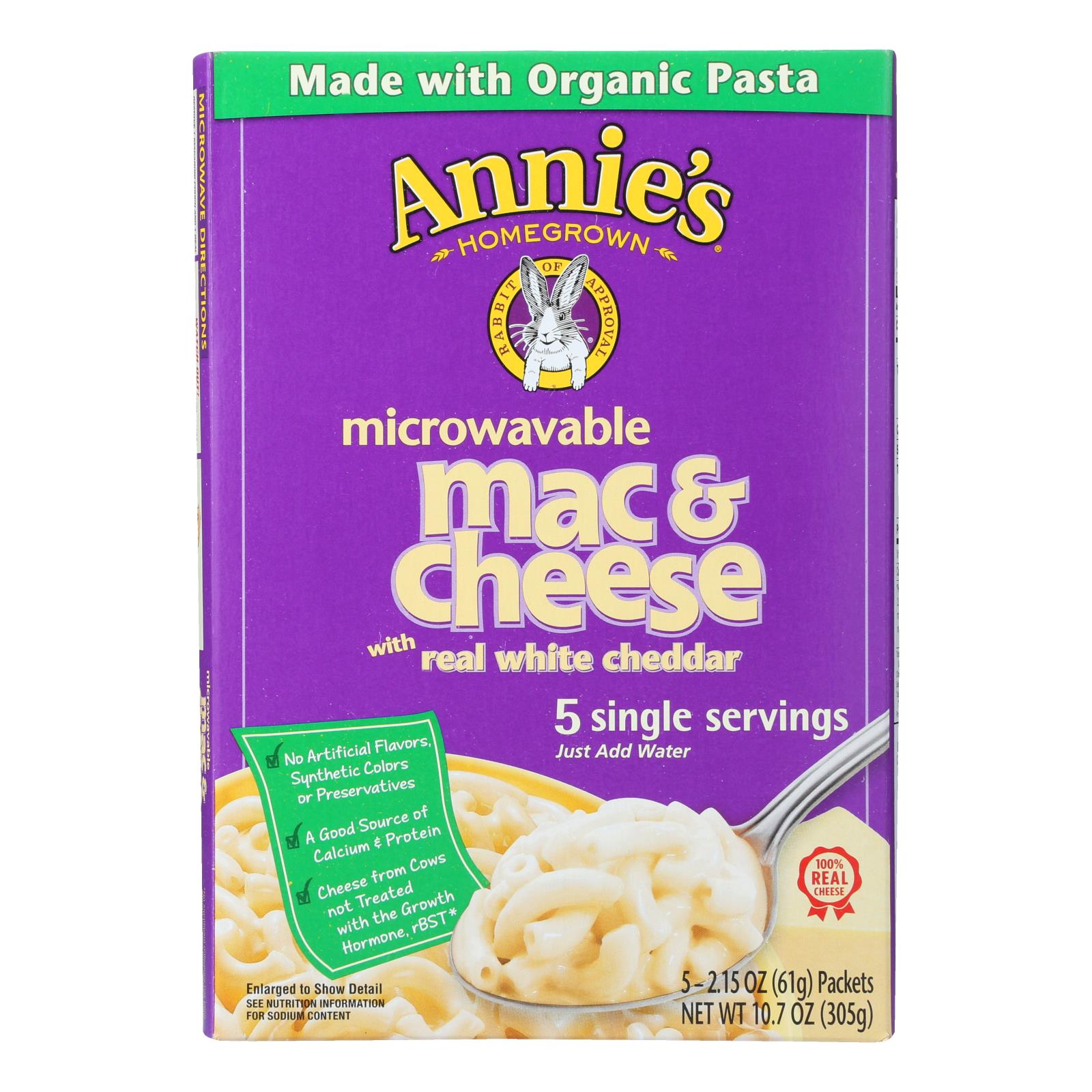 Annie'S Homegrown, Annie's Homegrown Microwavable Mac and Cheese with Real White Cheddar - Case of 6 - 10.7 oz. (Pack of 6)