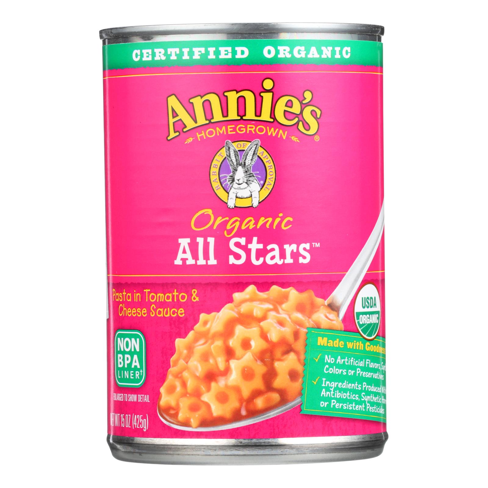 Annie'S Homegrown, Annie's Homegrown Organic All Stars Pasta In Tomato and Cheese Sauce - Case of 12 - 15 oz. (Pack of 12)
