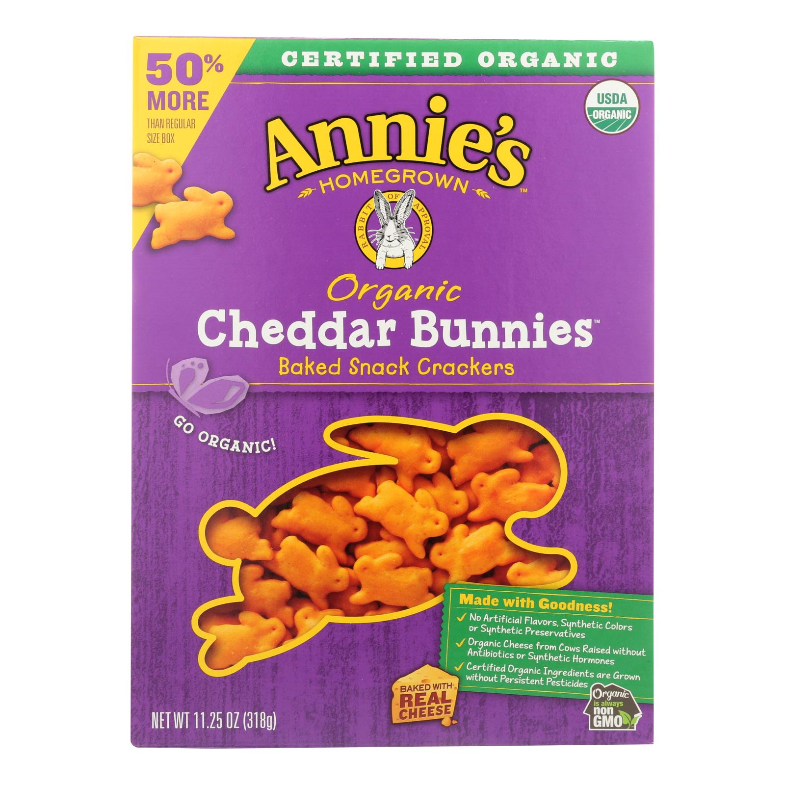 Annie'S Homegrown, Annie's Homegrown Organic Bunnies Crackers - Cheddar - Case of 6 - 11.25 oz (Pack of 6)