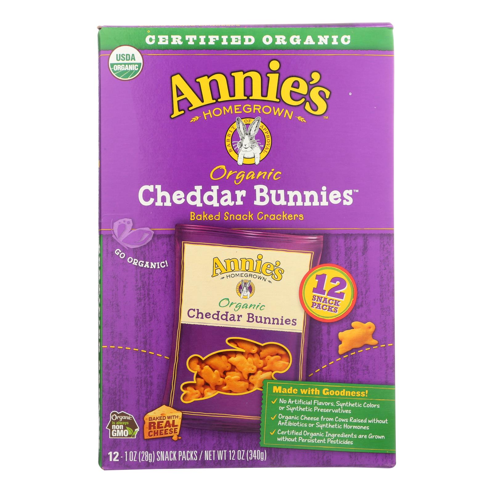 Annie'S Homegrown, Annie's Homegrown Organic Bunny Cracker Snack Pack - Cheddar - Case of 4 - 12/1 oz (Pack of 4)