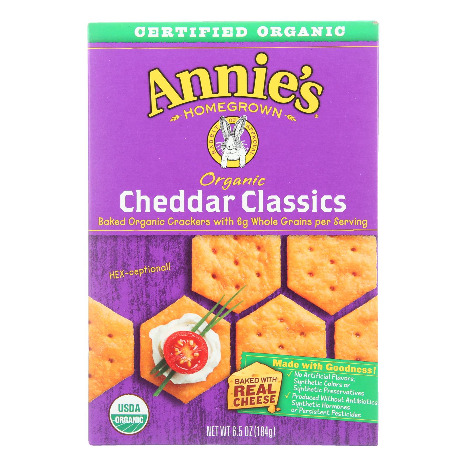 Annie'S Homegrown, Annie's Homegrown Organic Cheddar Classic Crackers - Case of 12 - 6.5 oz. (Pack of 12)