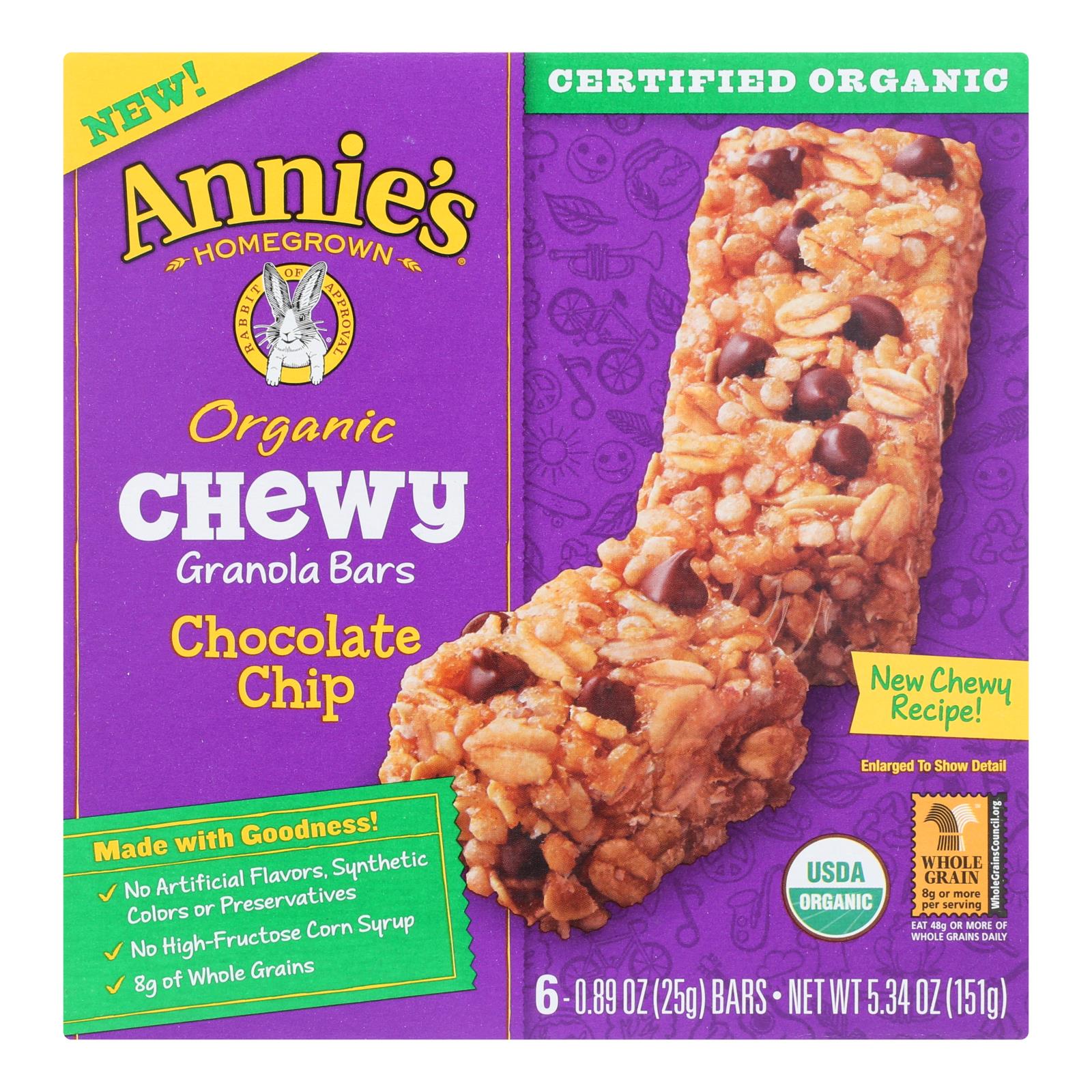 Annie'S Homegrown, Annie's Homegrown Organic Chewy Granola Bars Chocolate Chip - Case of 12 - 5.34 oz. (Pack of 12)