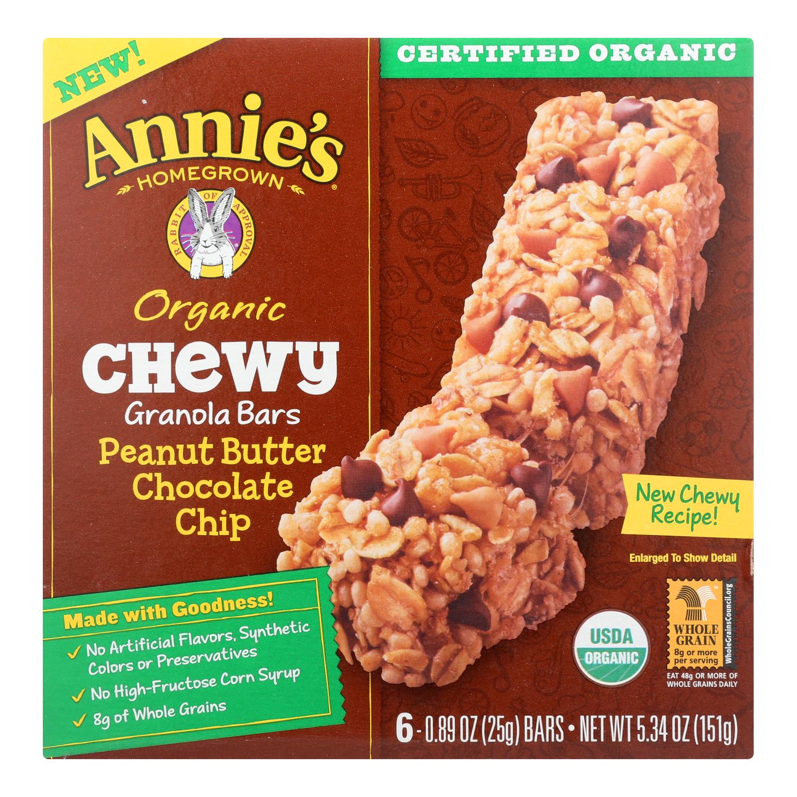 Annie'S Homegrown, Annie's Homegrown Organic Chewy Granola Bars Peanut Butter Chocolate Chip - Case of 12 - 5.34 oz. (Pack of 12)