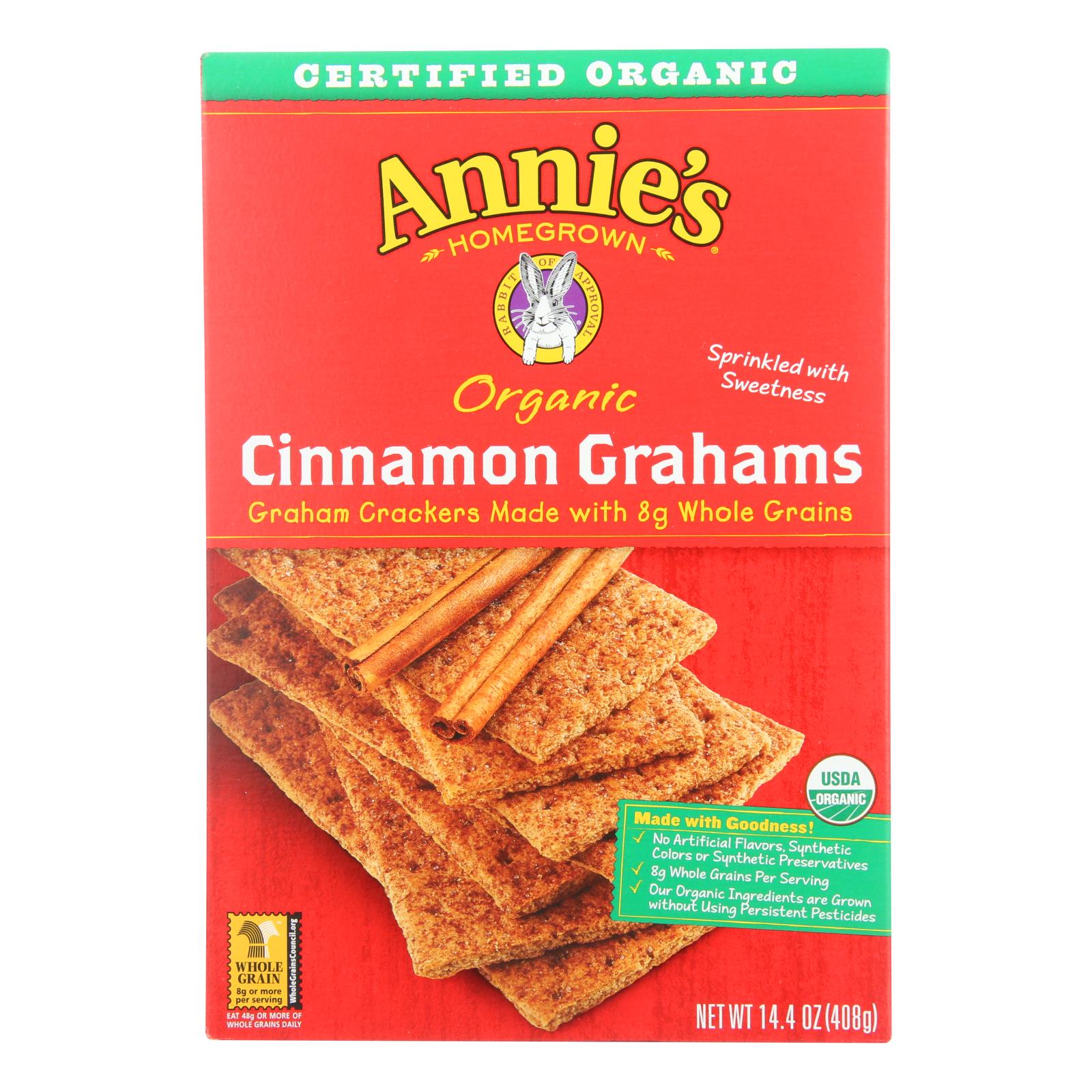 Annie'S Homegrown, Annie's Homegrown Organic Cinnamon Graham Crackers - Case of 12 - 14.4 oz. (Pack of 12)