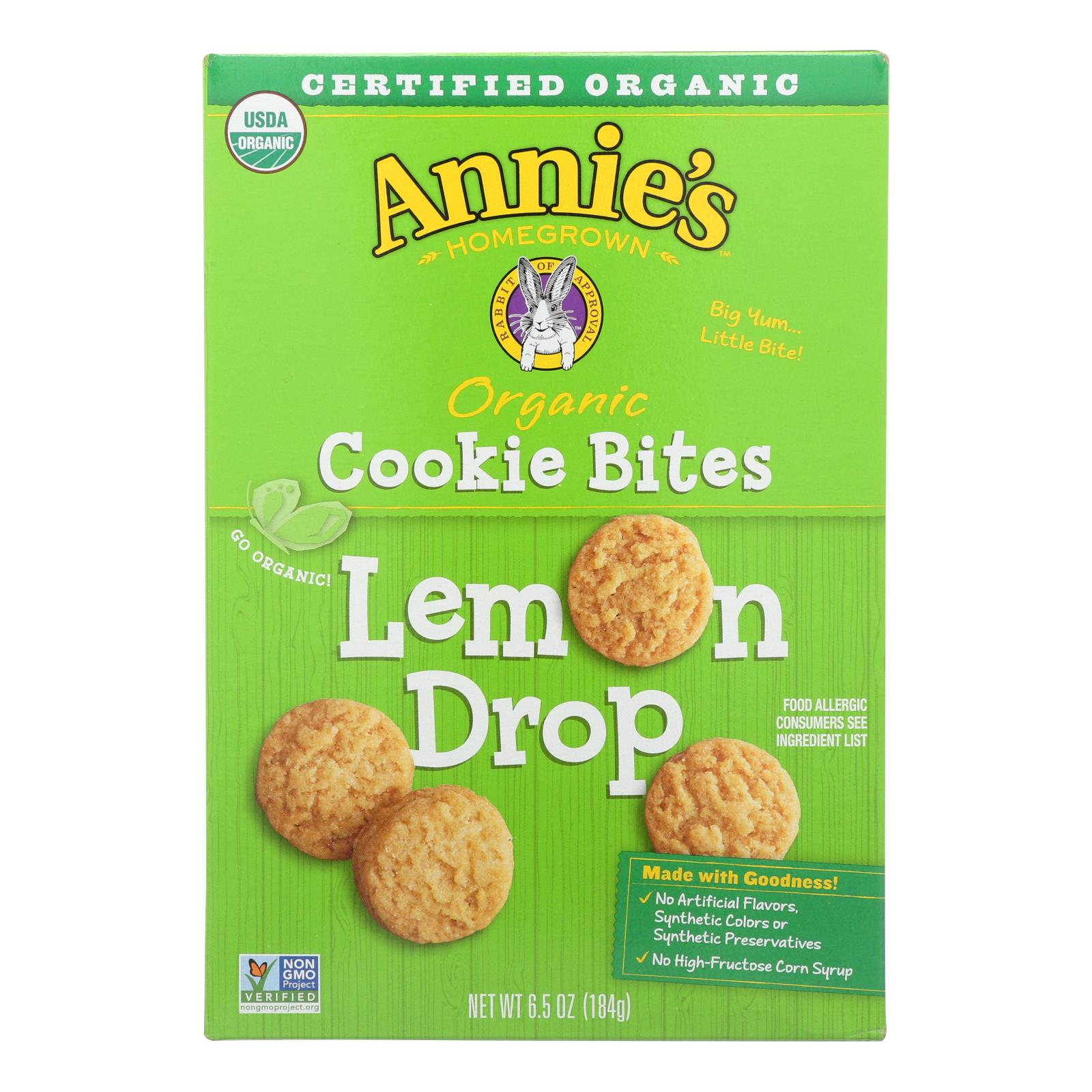 Annie'S Homegrown, Annie's Homegrown Organic Cookie Bites, Lemon Drop  - Case of 12 - 6.5 OZ (Pack of 12)