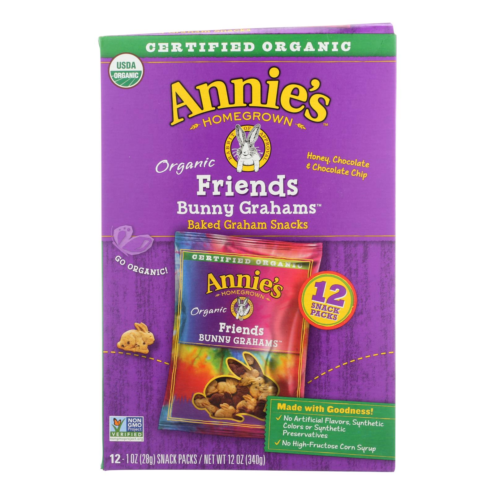 Annie'S Homegrown, Annie's Homegrown Snack Pack - Organic - Bunny Grahms - Frd - 12 - Case of 4 - 12/1 oz (Pack of 4)