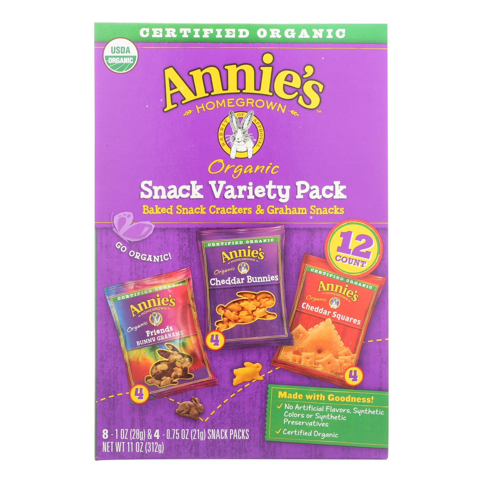 Annie'S Homegrown, Annie's Homegrown Snack Pack - Organic - Variety - 12Ct - Case of 6 - 12 count (Pack of 6)