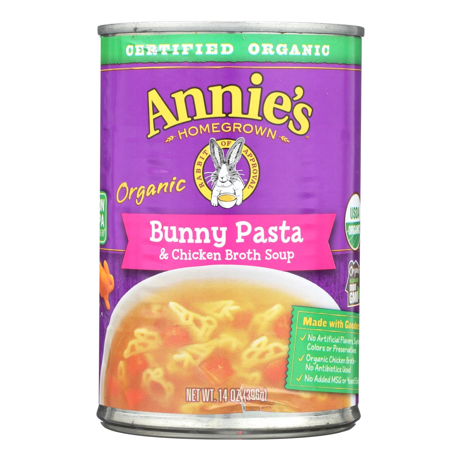 Annie'S Homegrown, Annie's Homegrown - Soup - Bunny Pasta and Chicken Broth Soup - Case of 8 - 14 oz. (Pack of 8)