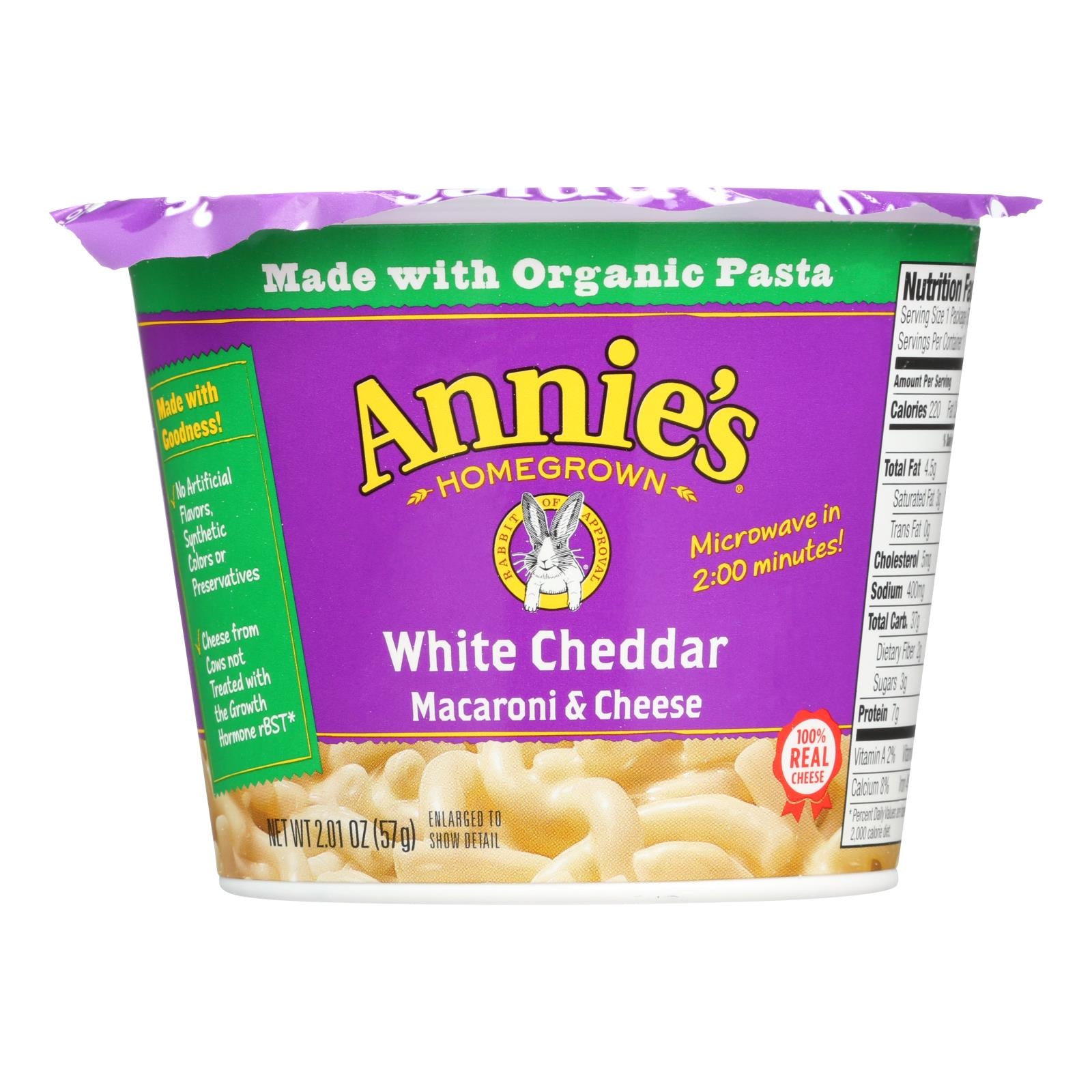 Annie'S Homegrown, Annie's Homegrown White Cheddar Microwavable Macaroni and Cheese Cup - Case of 12 - 2.01 oz. (Pack of 12)