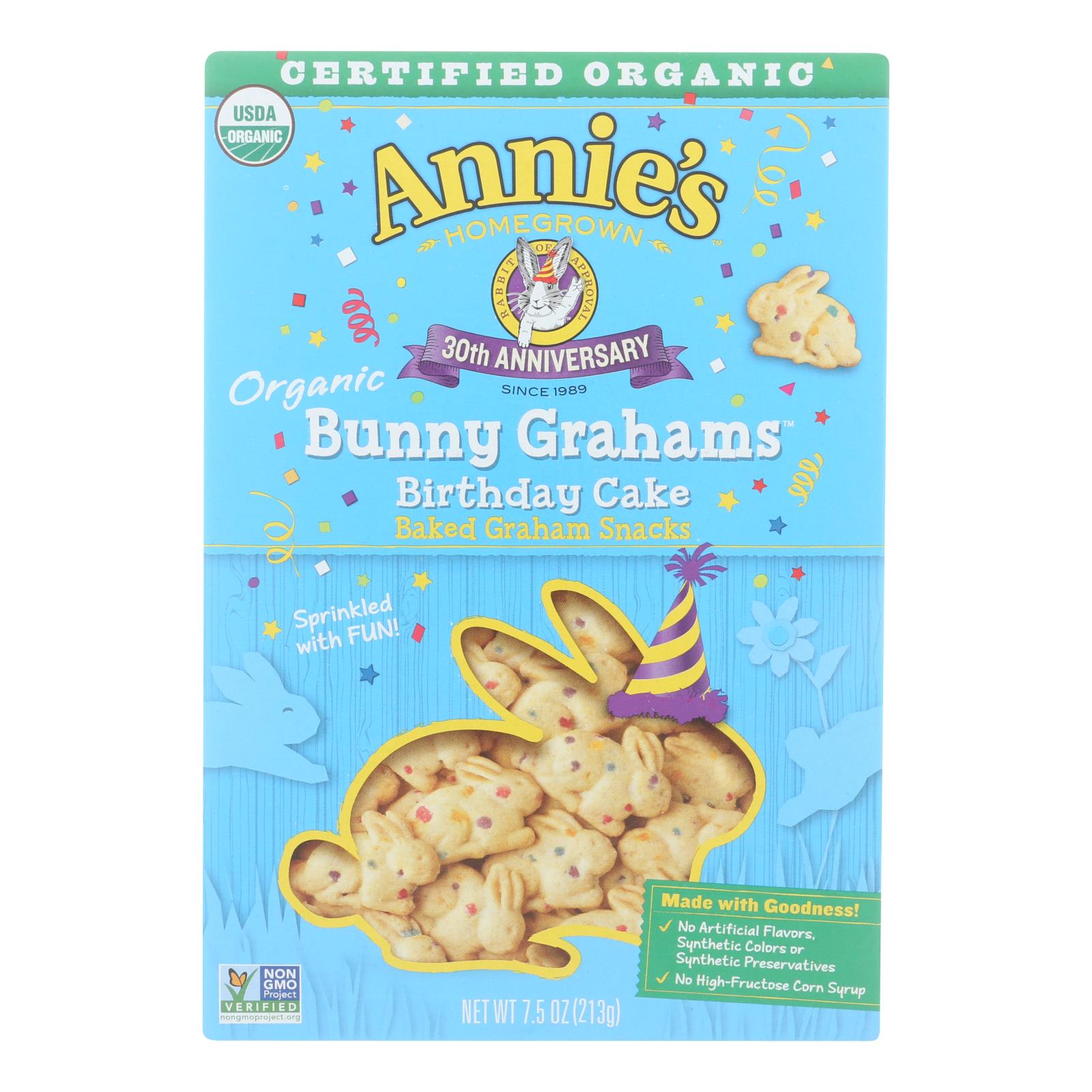 Annie'S Homegrown, Annie's Organic Birthday Cake Bunny Grahams - Case of 12 - 7.5 OZ (Pack of 12)