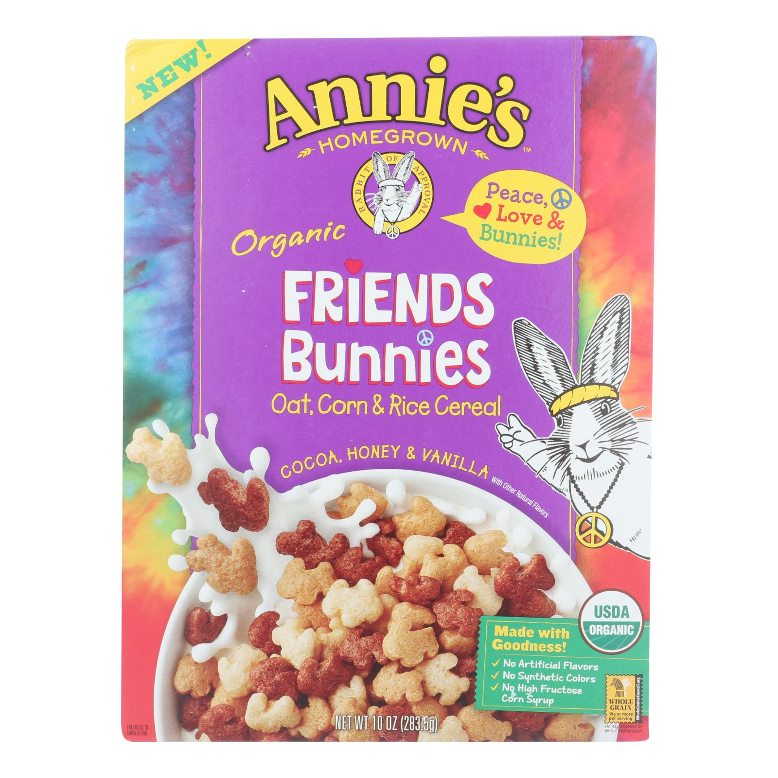 Annie'S Homegrown, Annie's Organic Friends Bunnies Cereal - Case of 10 - 10 OZ (Pack of 10)