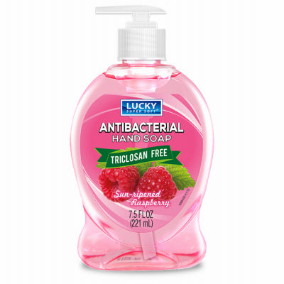Lucky Super Soft, Anti-Bacterial Liquid Hand Soap, Raspberry, 7.5-oz. (Pack of 12)