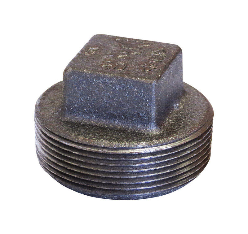 ANVIL INTERNATIONAL, Anvil 1/2 in. MPT Black Malleable Iron Square Head Plug