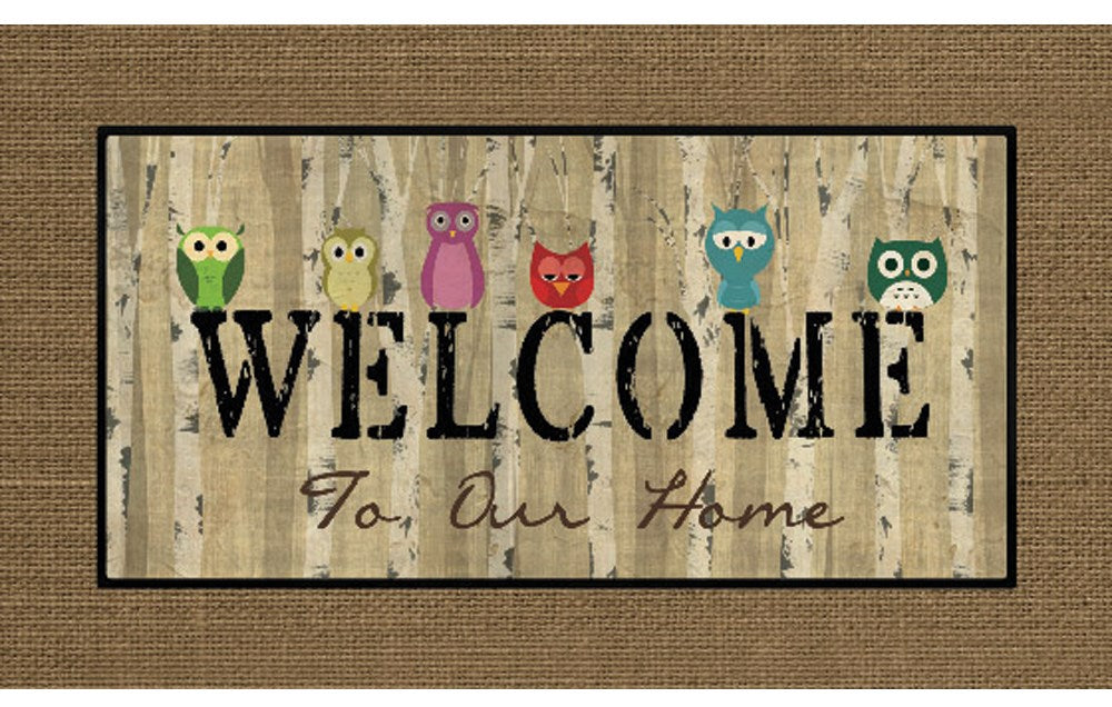 JENSEN DISTRIBUTIONS SERVICES, Apache Mills 1.5  L X 2.5  W Multicolored Owl Welcome Indoor and Outdoor AstroTurf Door Mat