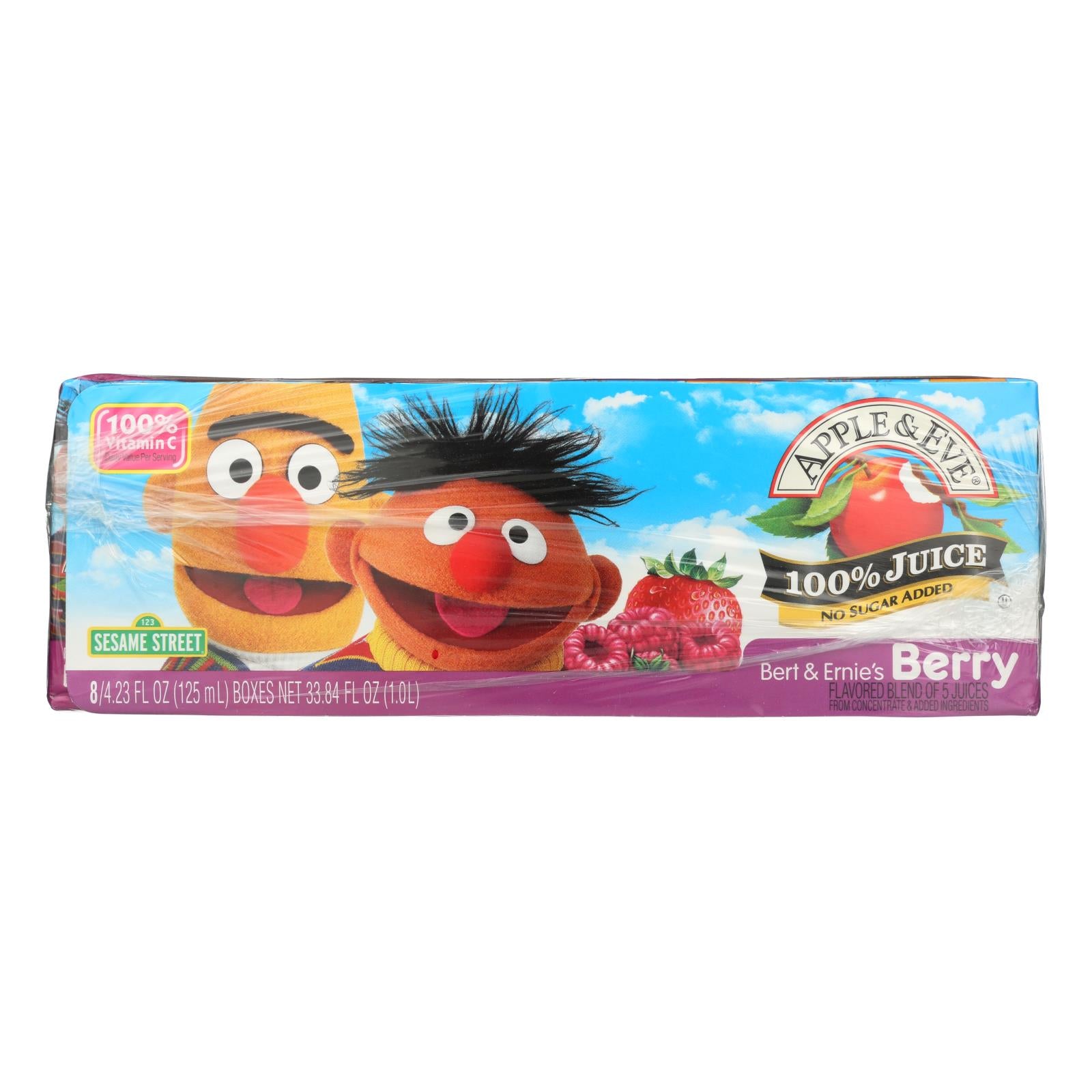 Apple & Eve, Apple and Eve Sesame Street 100 Percent Juice - Bert and Ernie's Berry - Case of 5 - 125 ml (Pack of 5)