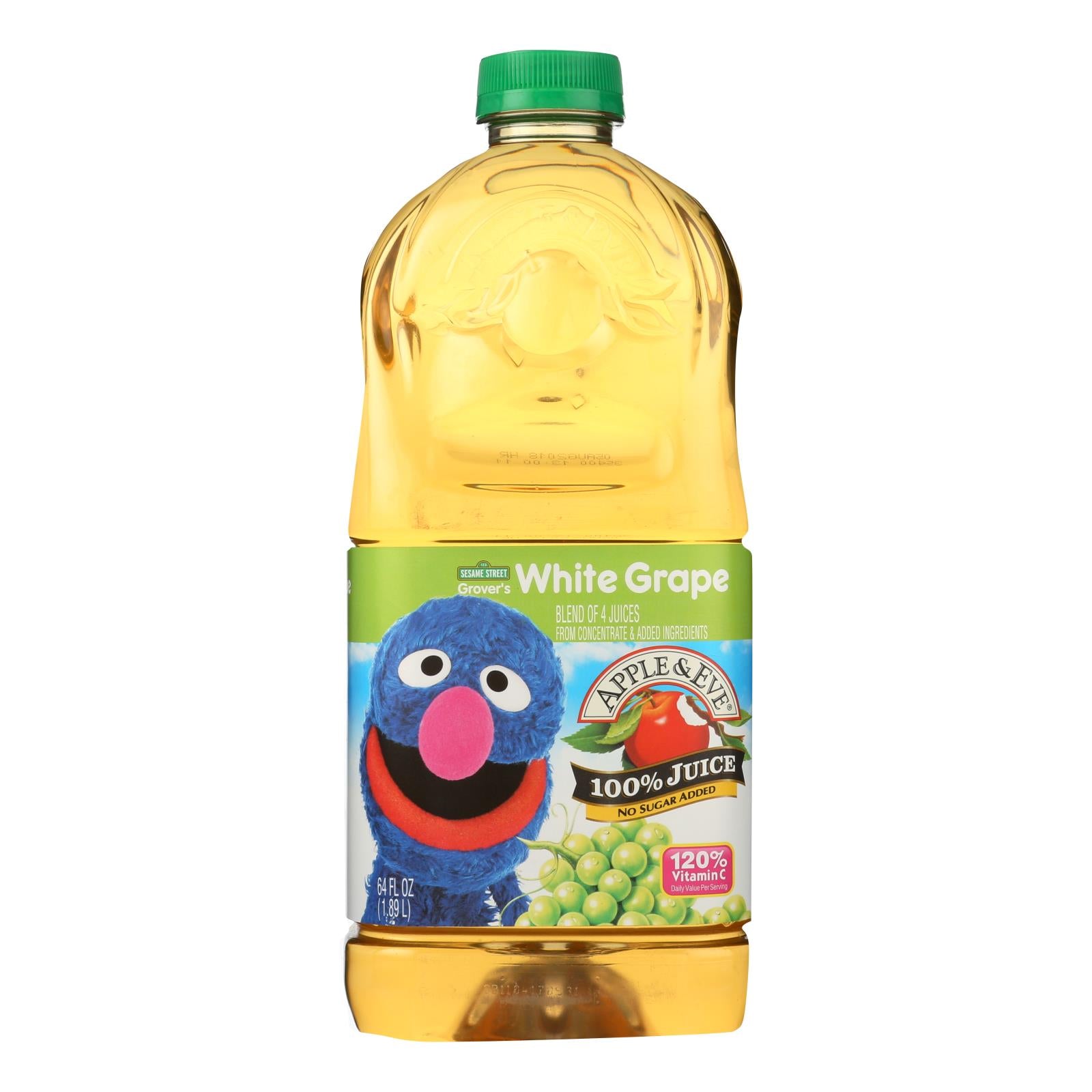 Apple & Eve, Apple and Eve Sesame Street 100 Percent Juice - Grover's White Grape - Case of 8 - 64 Fl oz. (Pack of 8)