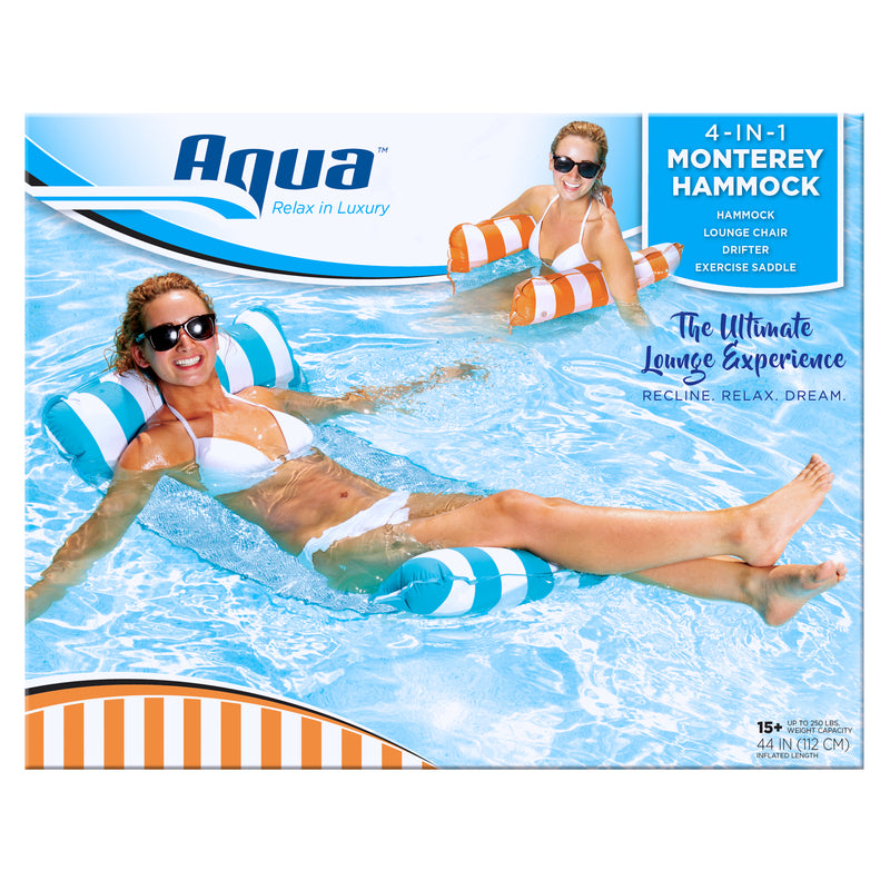 AQUA LEISURE INDUSTRIES INC, Aqua Assorted Fabric/Mesh Inflatable 4-in-1 Monterey Hammock Pool Lounge