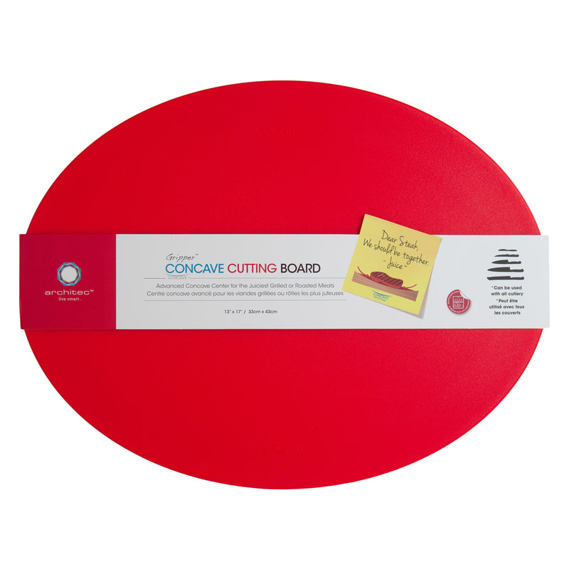 BRADSHAW INTERNATIONAL, Architec Gripper 13 in. W x 17 in. L Textured Red Polypropylene Concave Cutting Board