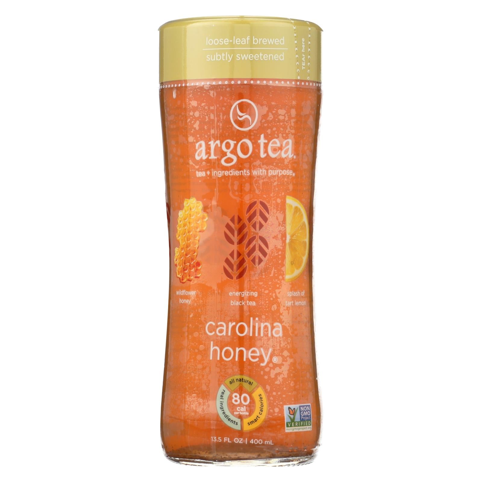 Argo Tea, Argo Tea Iced Green Tea - Carolina Honey - Case of 12 - 13.5 Fl oz. (Pack of 12)