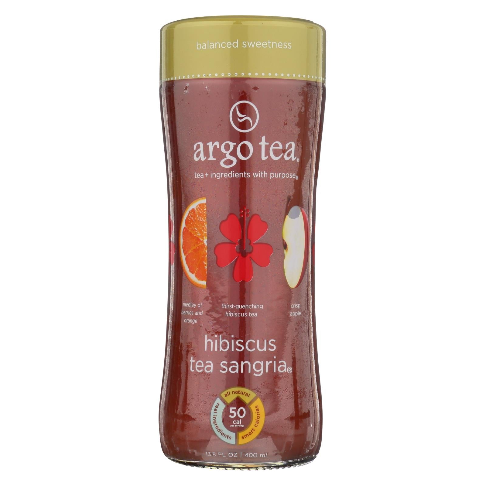 Argo Tea, Argo Tea Iced Green Tea - Hibiscus Tea Sangria - Case of 12 - 13.5 Fl oz. (Pack of 12)