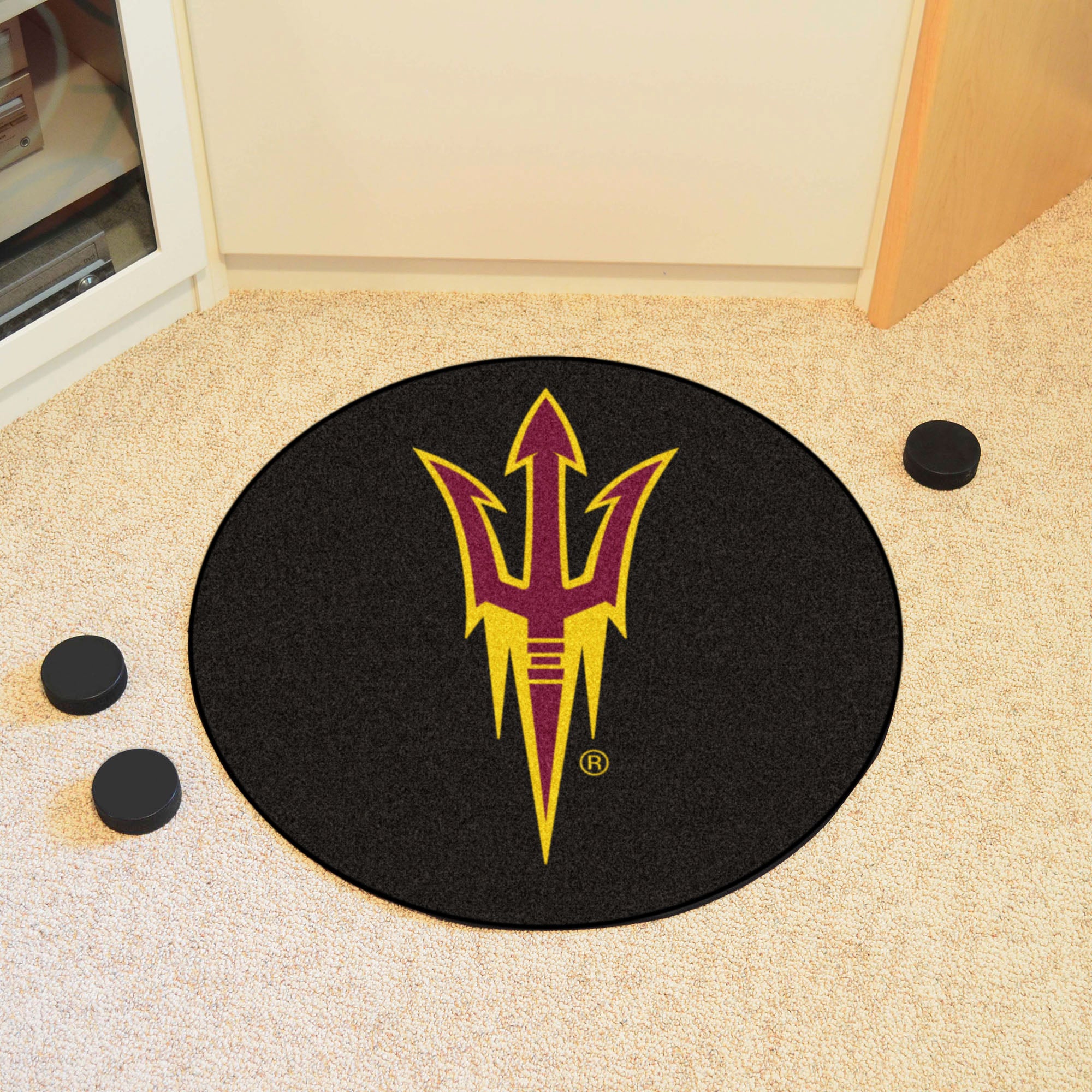 FANMATS, Arizona State University Hockey Puck Rug - 27in. Diameter