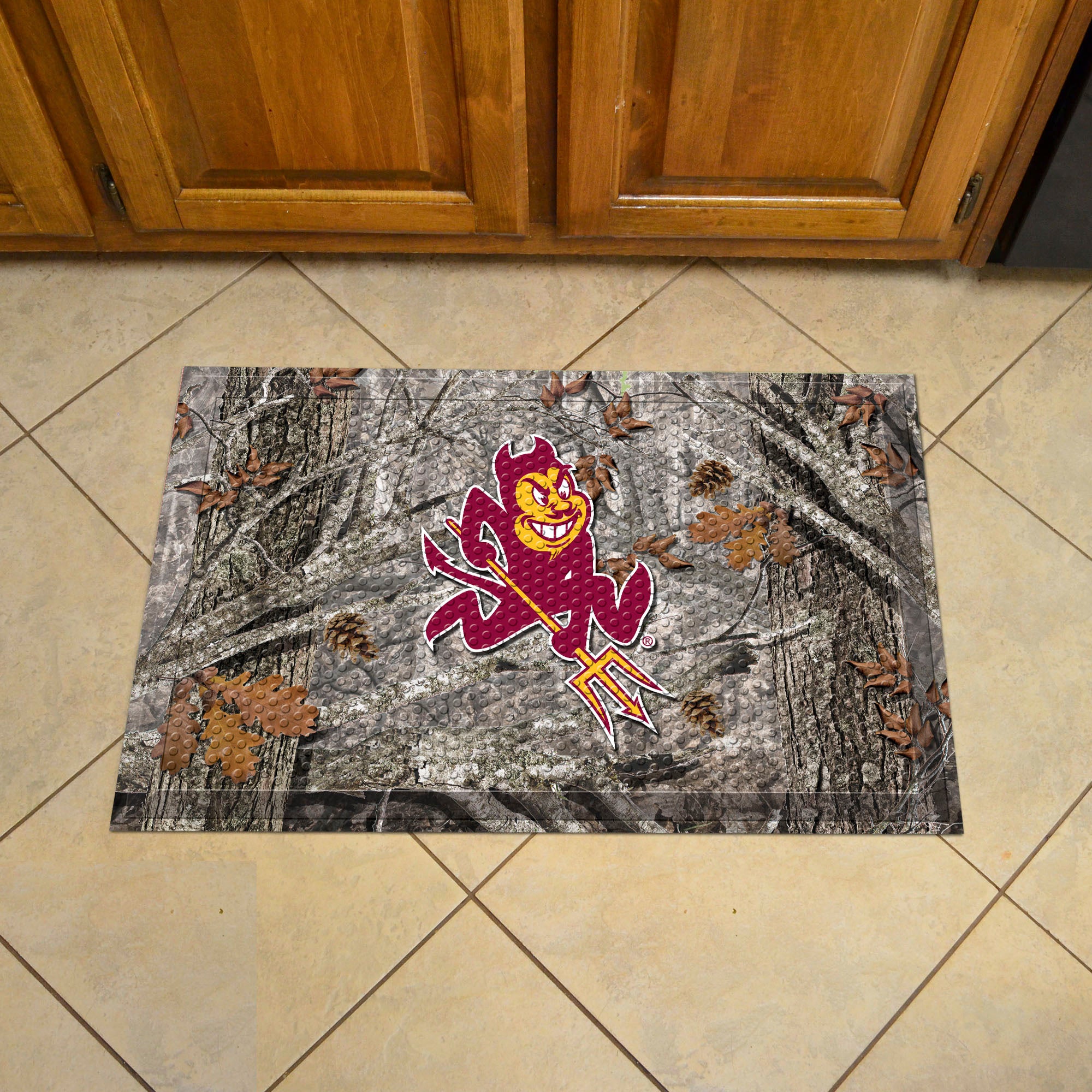 FANMATS, Arizona State University Sun Devils Camo Camo Rubber Scraper Door Mat