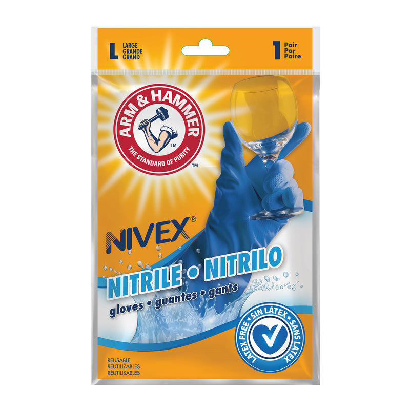 167986 CANADA INC, Arm & Hammer Nivex Nitrile Cleaning Gloves L Blue 2 pk