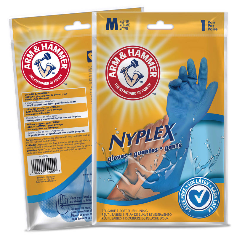 167986 CANADA INC, Arm & Hammer Nyplex Vinyl Cleaning Gloves M Blue 1 pair