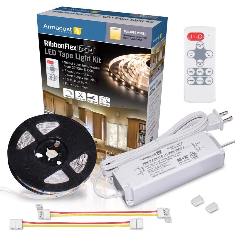 ARMACOST LIGHTING LLC, Armacost Lighting RibbonFlex home 16 ft. L White Plug-In LED Strip Tape Light Kit 1 pk