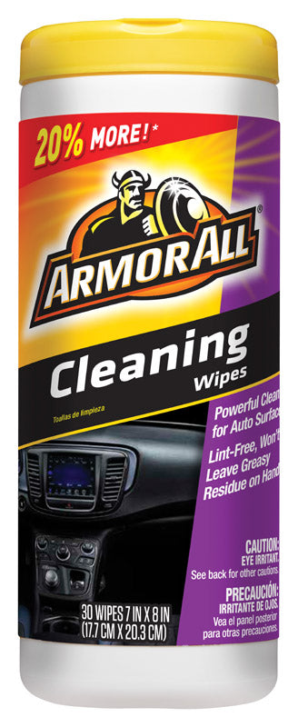 ENERGIZER AUTO SALES, Armor All Leather/Rubber/Vinyl Cleaner Wipes 30 ct