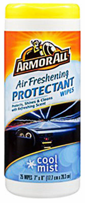 ENERGIZER AUTO SALES, Armor All Plastic/Rubber/Vinyl Air Freshening Protectant Wipes Cool Mist Scent 25 wipes