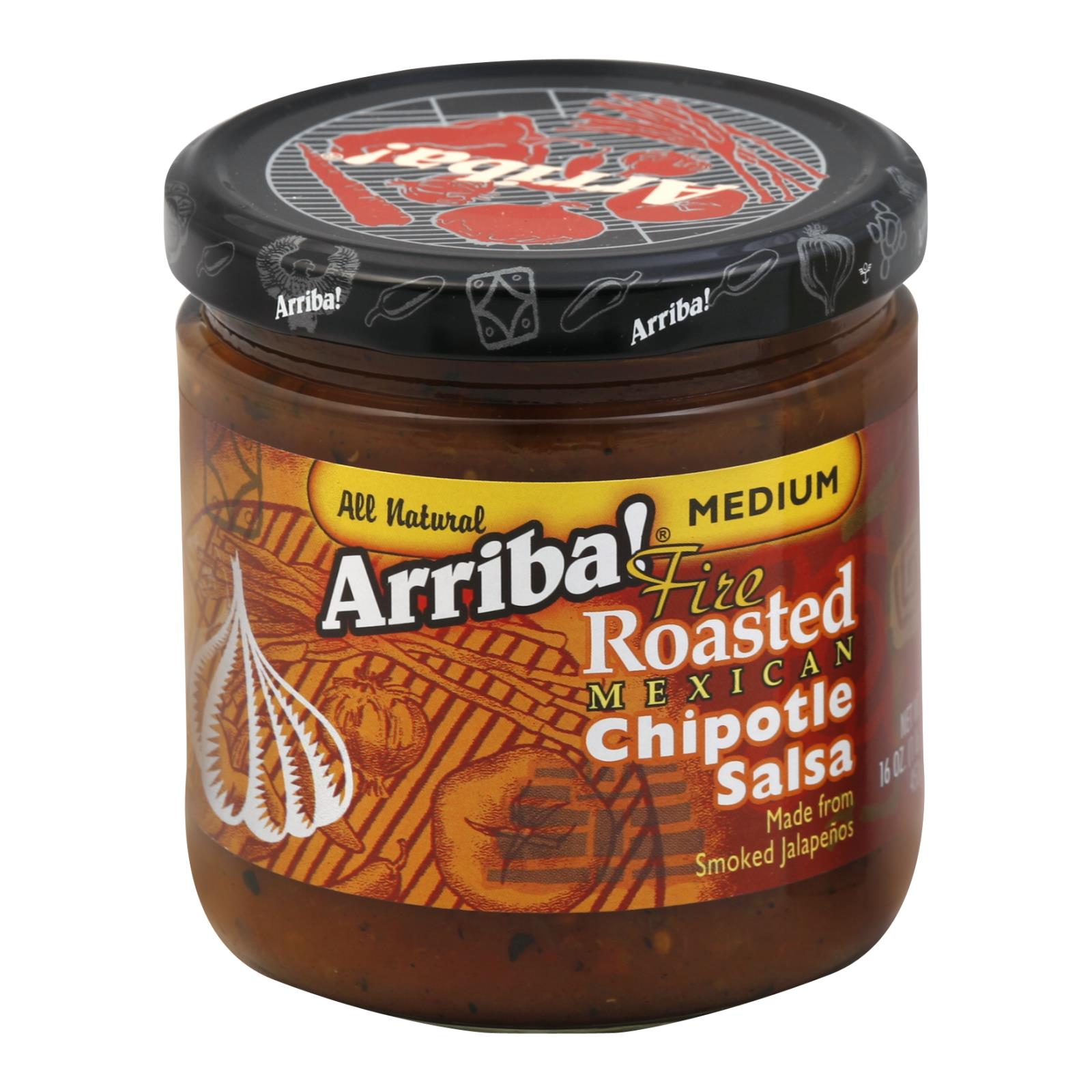 Arriba, Arriba Fire Roasted Chipotle Salsa - Medium - Case of 6 - 16 oz. (Pack of 6)