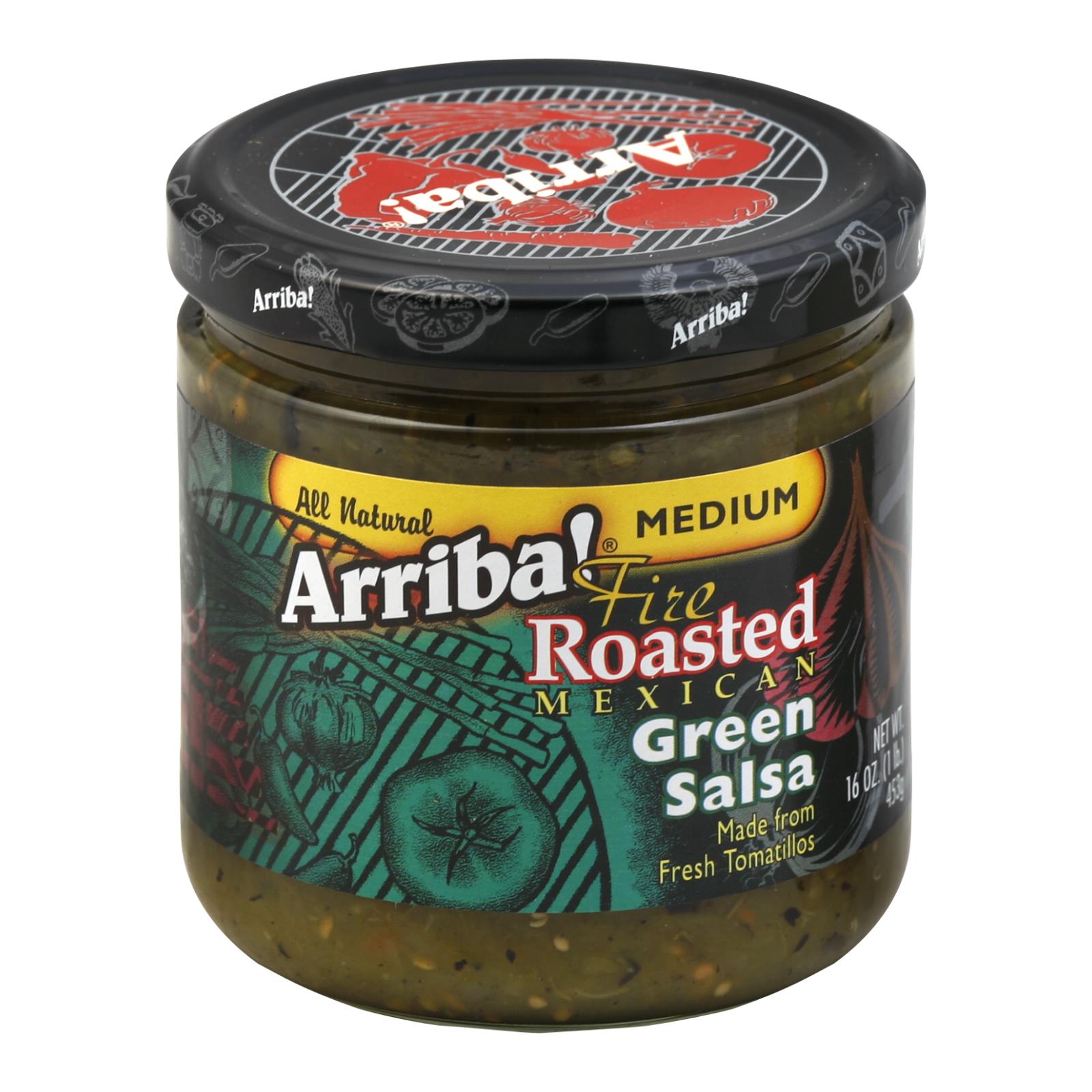 Arriba, Arriba Roasted Green Salsa - Medium - Case of 6 - 16 oz. (Pack of 6)