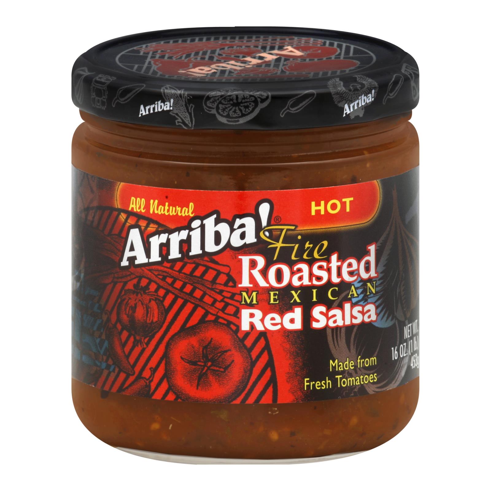 Arriba, Arriba Roasted Red Salsa - Hot - Case of 6 - 16 oz. (Pack of 6)